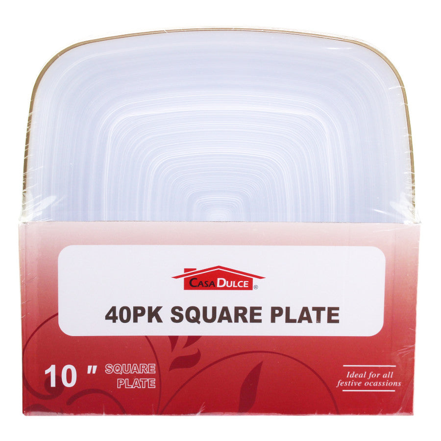 DP402 - Clear Sq Plate Gold Rim 10 In-40 Pc Set