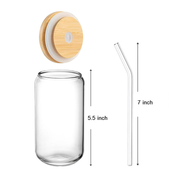 GC418 - Soda Can Glass Clear W-Lid And Straw