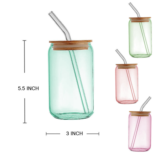 GC419 - Soda Can Glass Color W-Lid And Straw