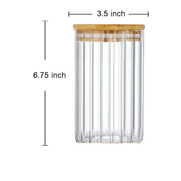 GJ429 - Borosilicate Jar Bamboo Top-Round 800 Ml