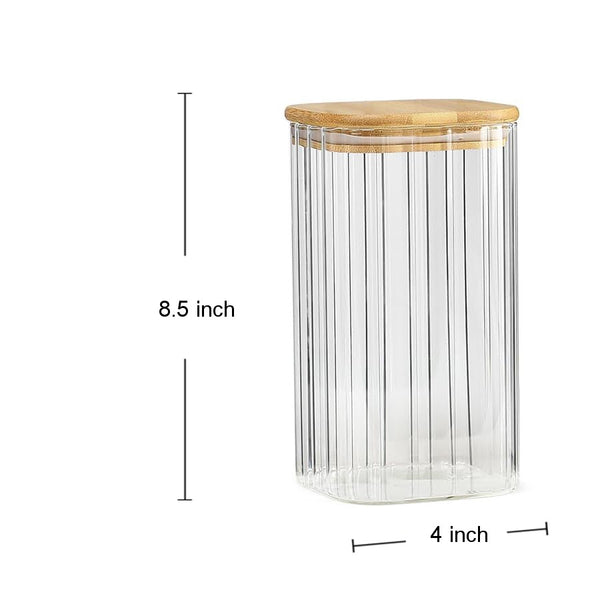 GJ436 - Borosilicate Jar Bamboo Top-Square 1.5 L