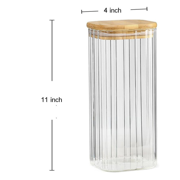 GJ437 - Borosilicate Jar Bamboo Top-Square 2 L