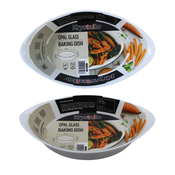 OP5619 - Opal Glass Oval Baking Dish-8.5 In