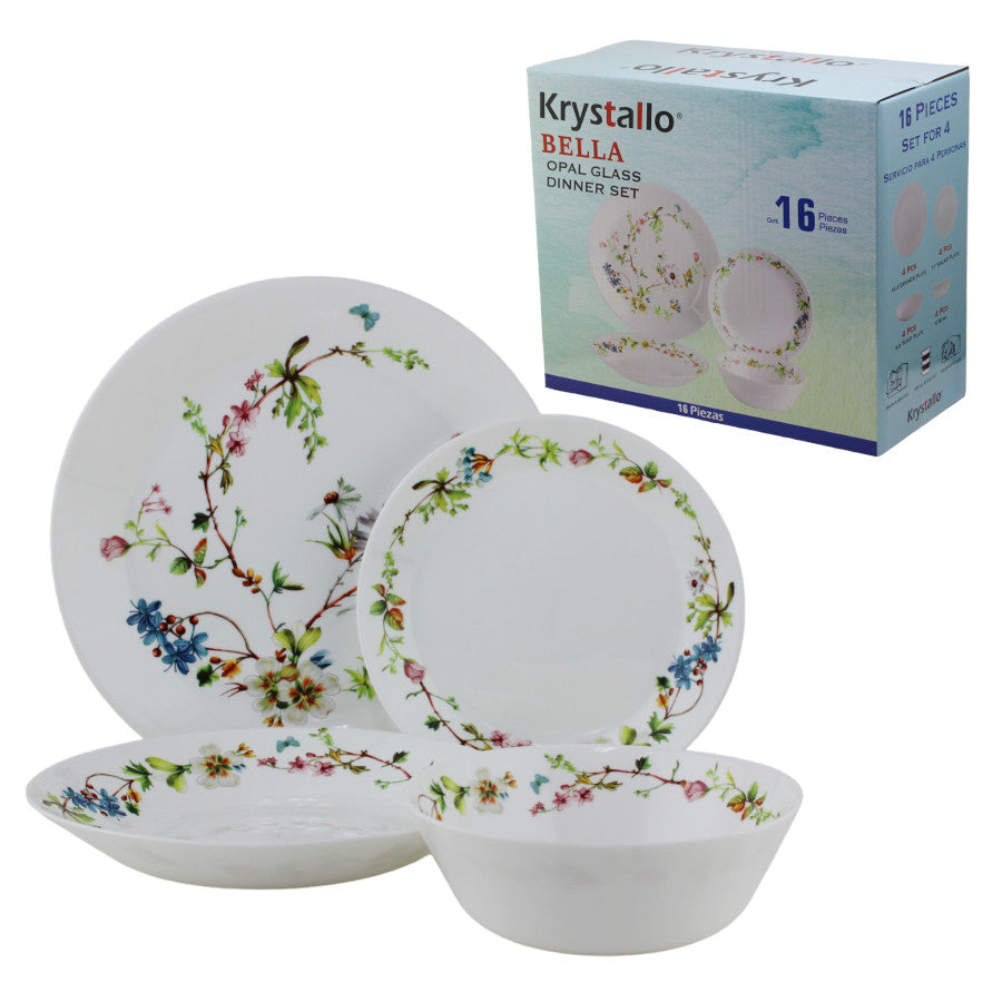 OP757 - Opal Glass 16Pc Set - Round Deco