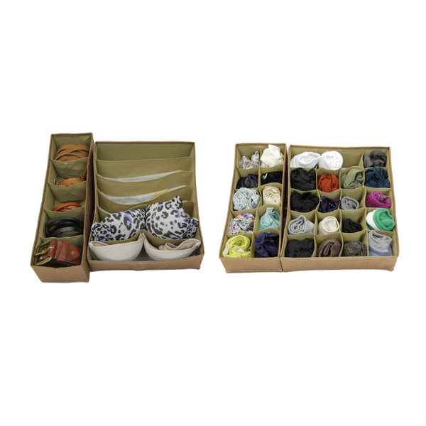 SCR400BR - Drawer Organizer-4 Pc Set Brown
