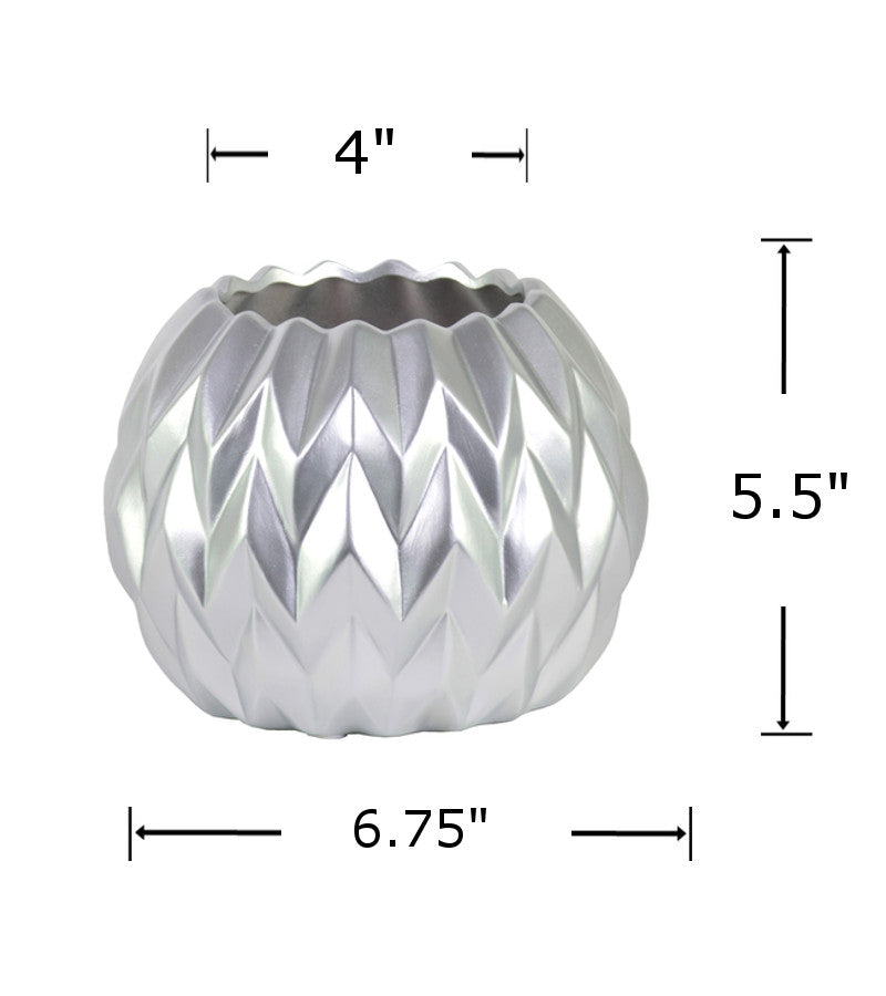 21449 - Ceramic  Vase Silver-6.75x4x5.5 in.