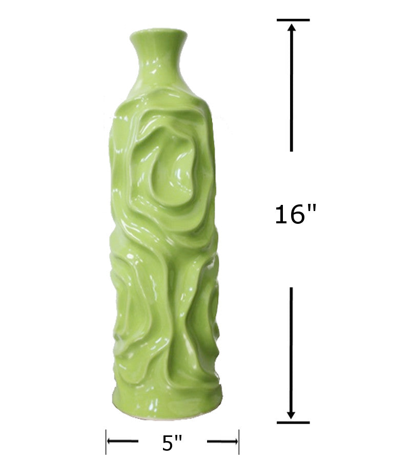 24448 - Bottle Vase Pear Green-4.75x4.75x16 in