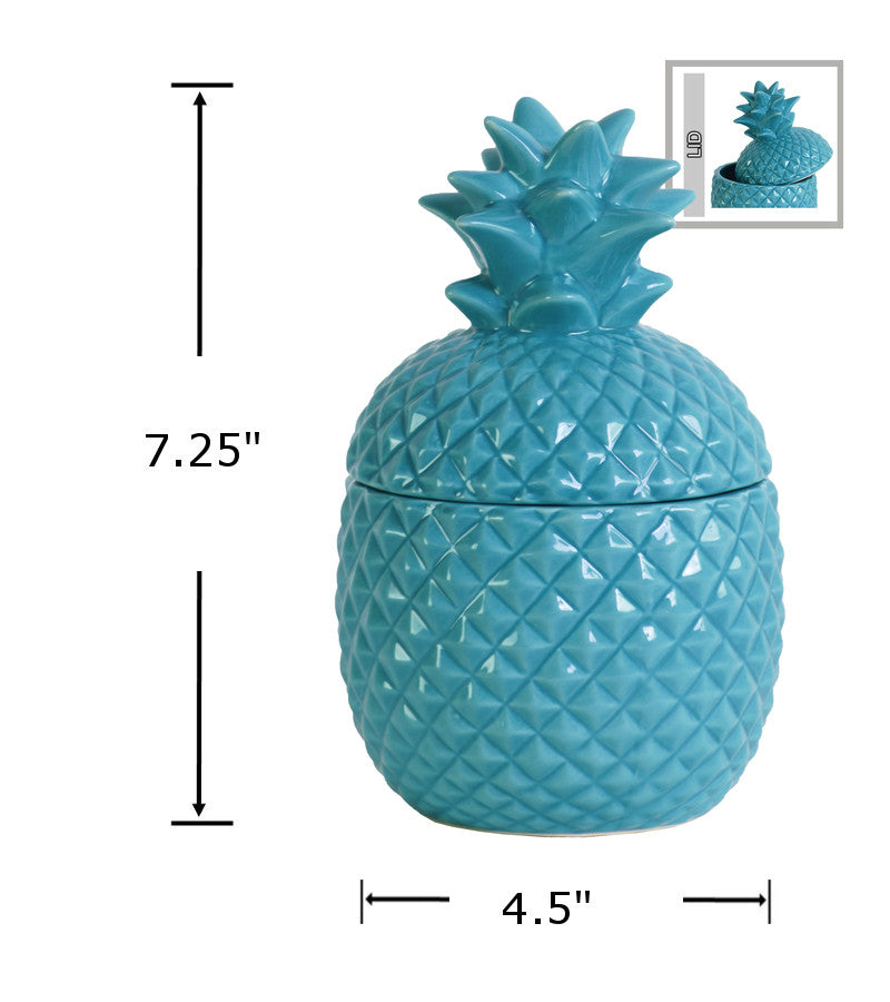 44203 - Pineapple Cannister Blue-4.5x 7.25 in