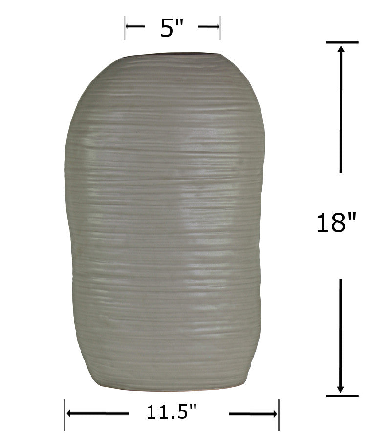 52701 - Ceramic Vase Grey-11.5x5.5x19 in