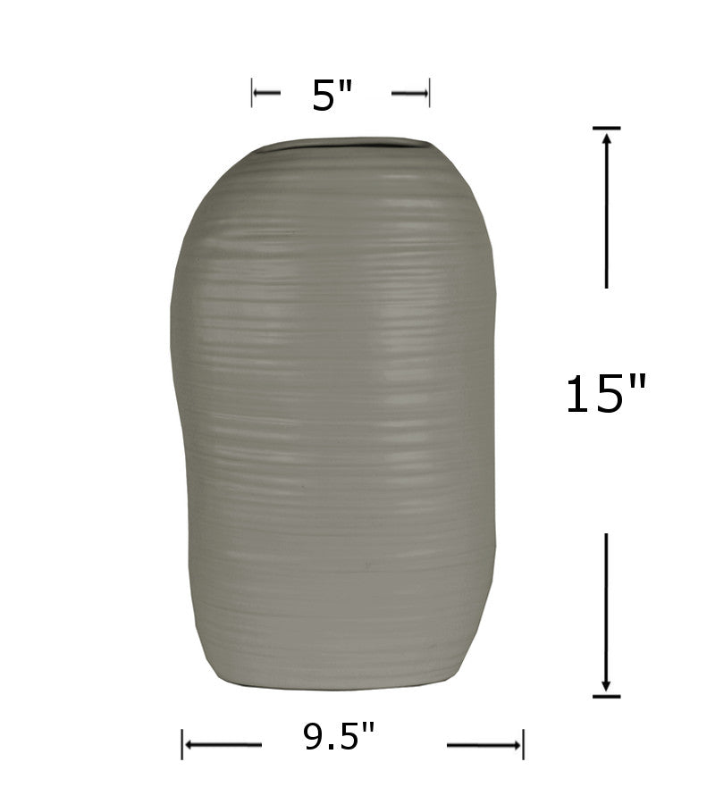 52703 - Ceramic Vase Grey-10x4.75x15.25 in