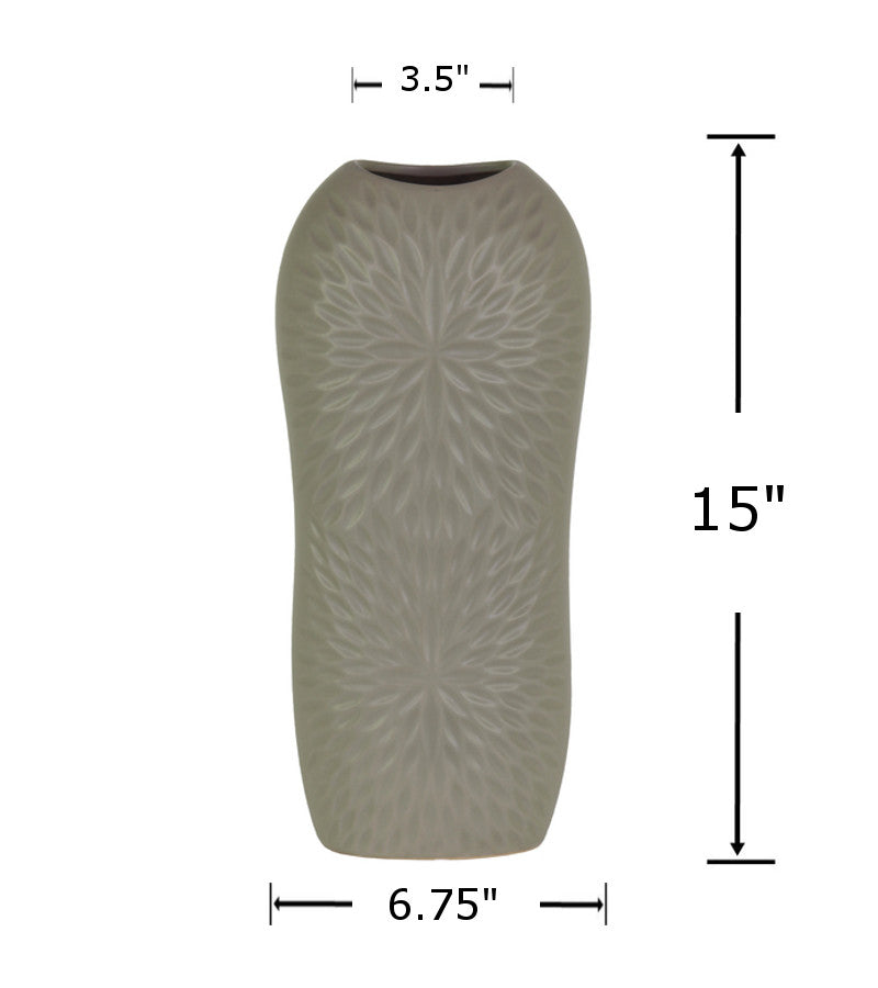 52713 - Ceramic Vase Grey-6.75x4.25x15 in
