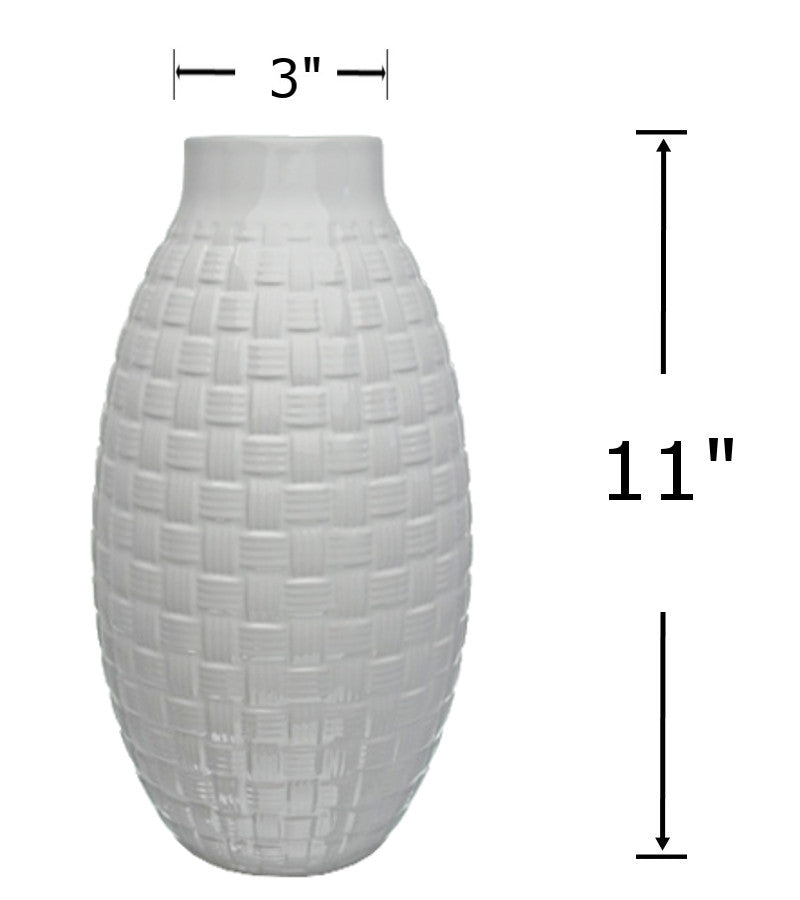 CV5186 - Ceramic Vase-White 11x3 in