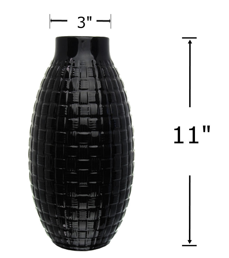 CV5187 - Ceramic Vase-Black 11x3 in