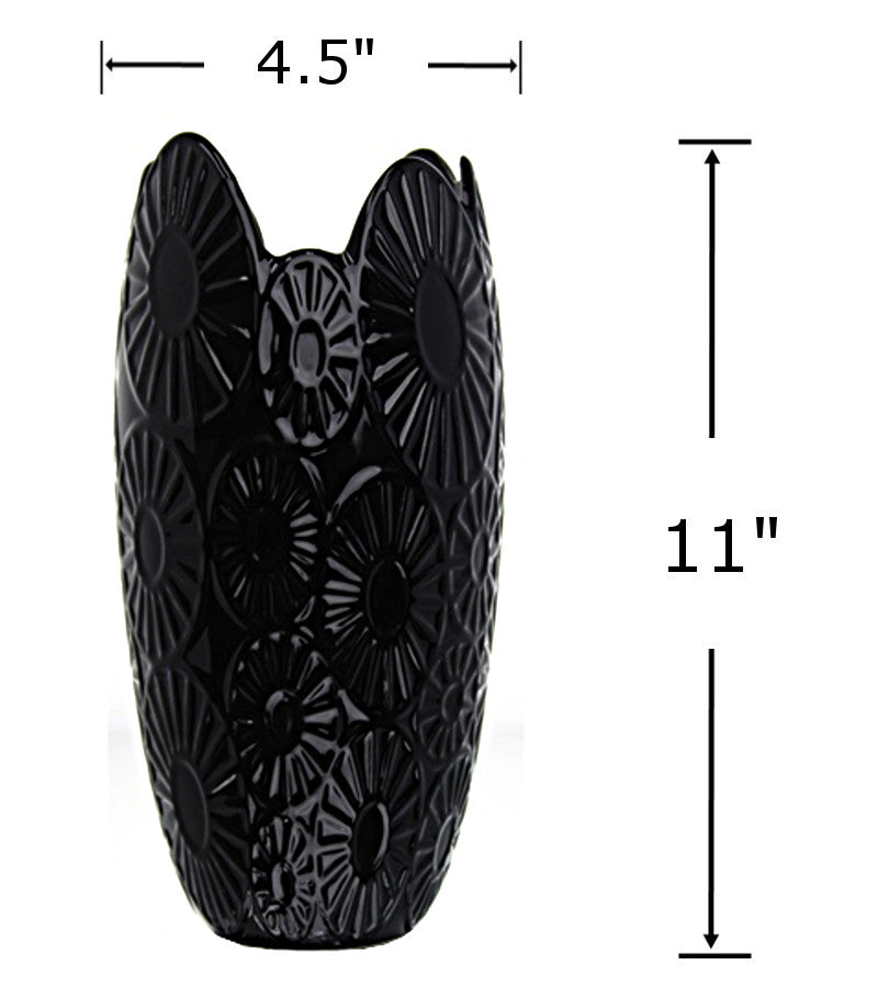 CV5191 - Ceramic Vase-Black 11x4.5 in