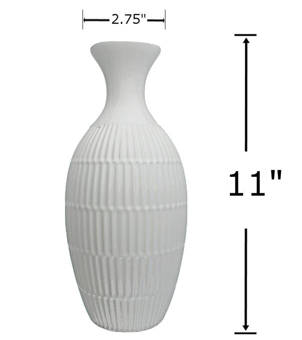 CV5194 - Ceramic Vase-White 11x2.75 in