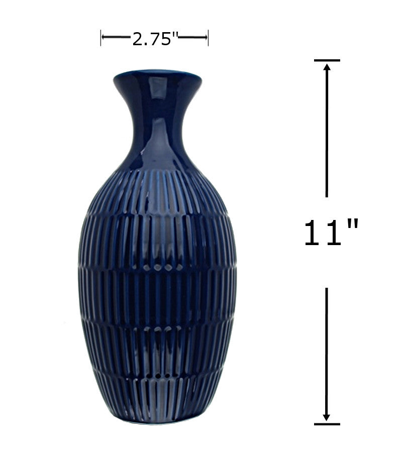 CV5197 - Ceramic Vase-Blue 11x2.75 in