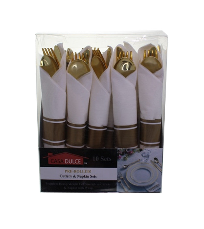 DP5373 - Prerolled Cutlery-10 pc Set Gold