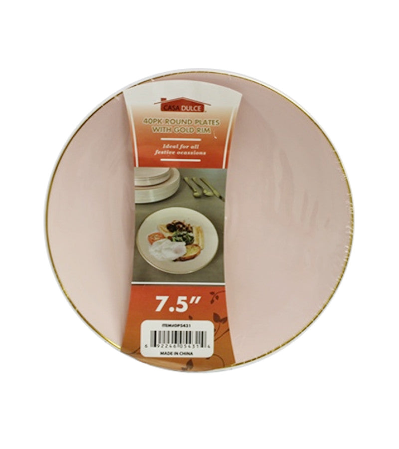 DP5431 - Pink Plate Gold Rim 7.5in-40 pk