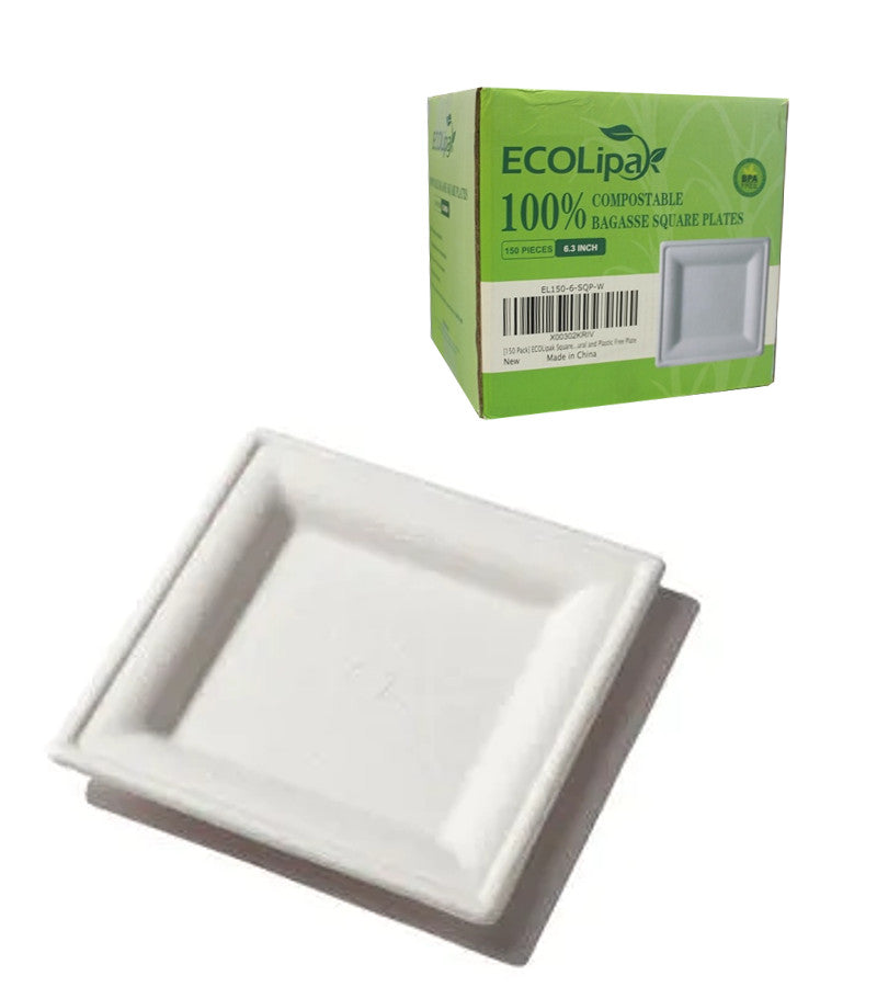 EL150SQP - Square Plate 6.3 inch-150 Count