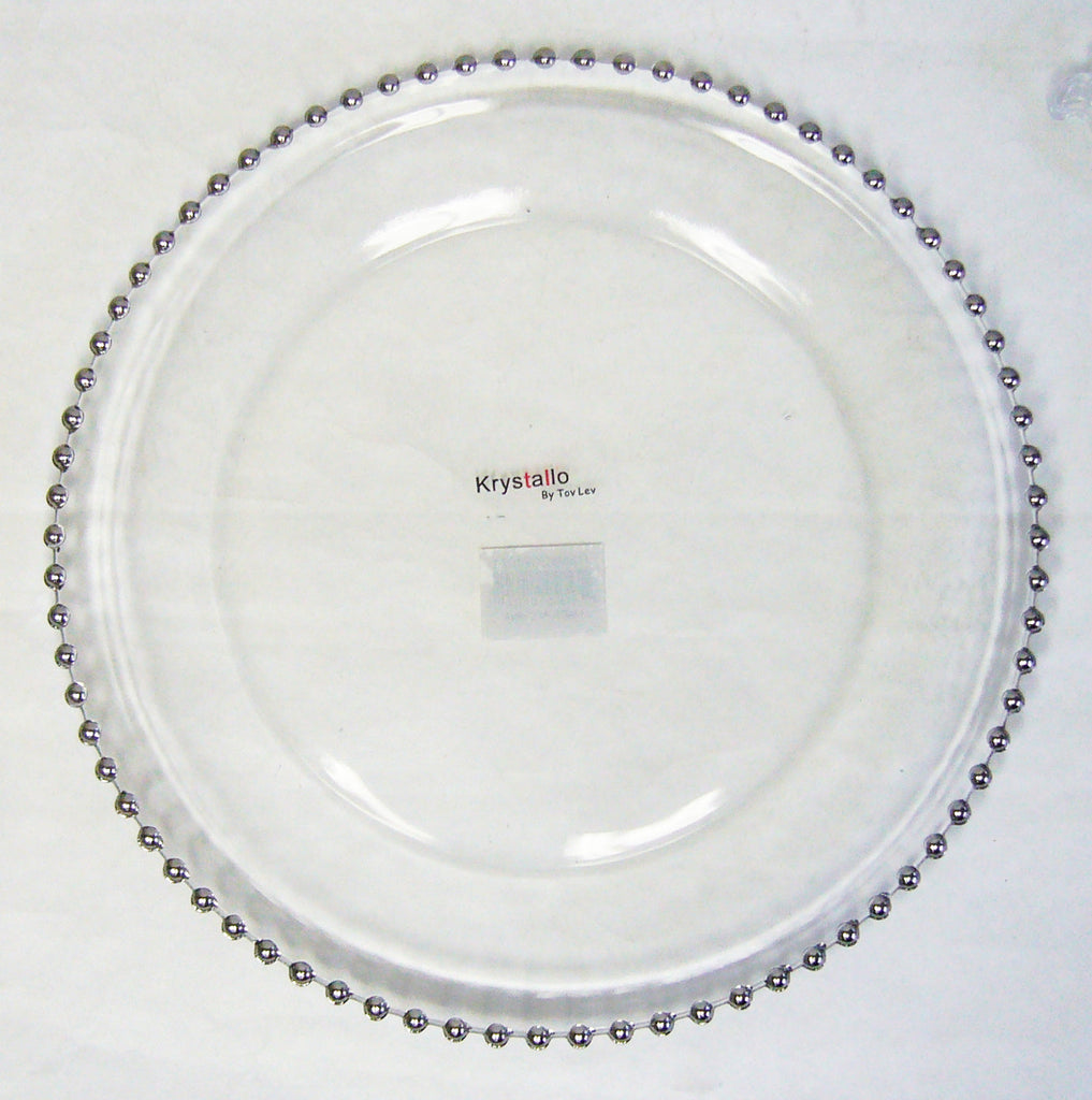GCP1074 - Glass Charger Plate w-Silver Beads