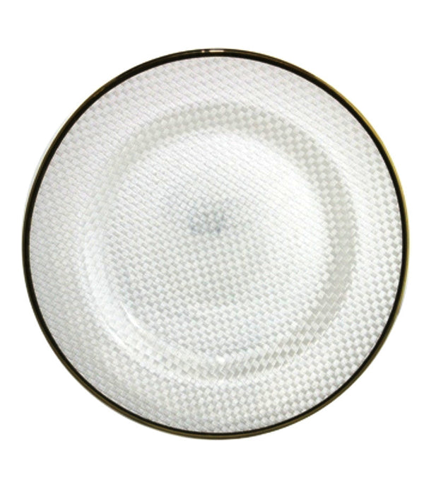 GCP1366 - Glass Charger Ivory w Gold Rim