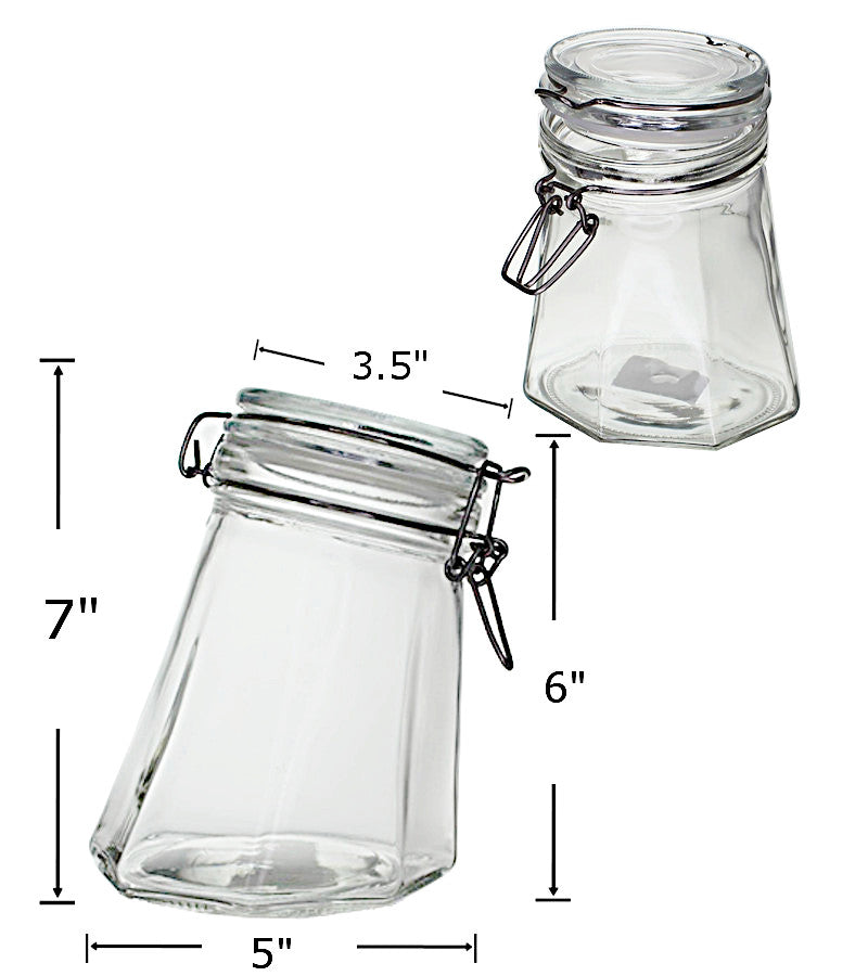 GJ5399 - Glass Jar Slanted  Latched 1 Liter-34 oz
