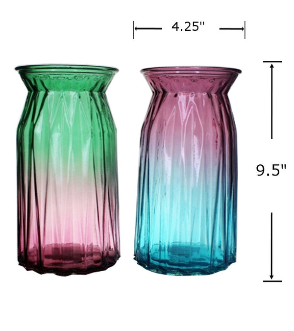GV1853 - Glass vase-2 Tone  Asstd 9.8 in