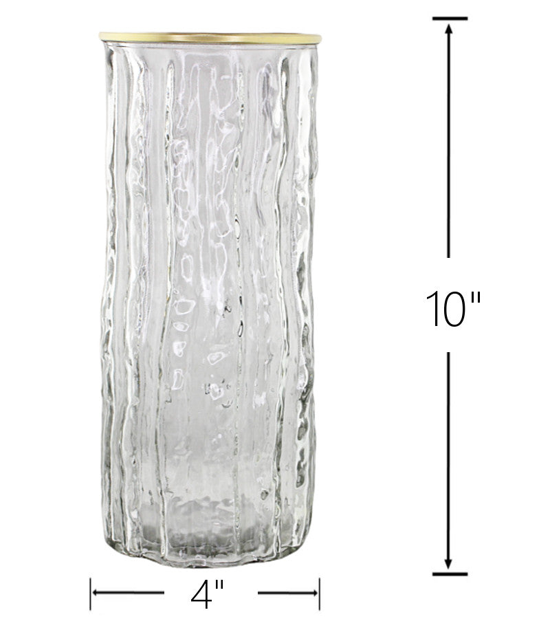 GV5470 - Glass Gold Rim Vase - 10x4in