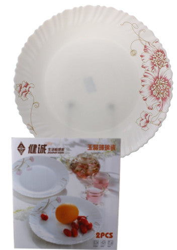 JC02L0B1 - 2pc. 12in. Opal Glass Plate -Color Box