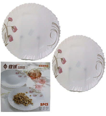 JC02L0B2 - 2pc. 12in. Opal Glass Plate-Color Box