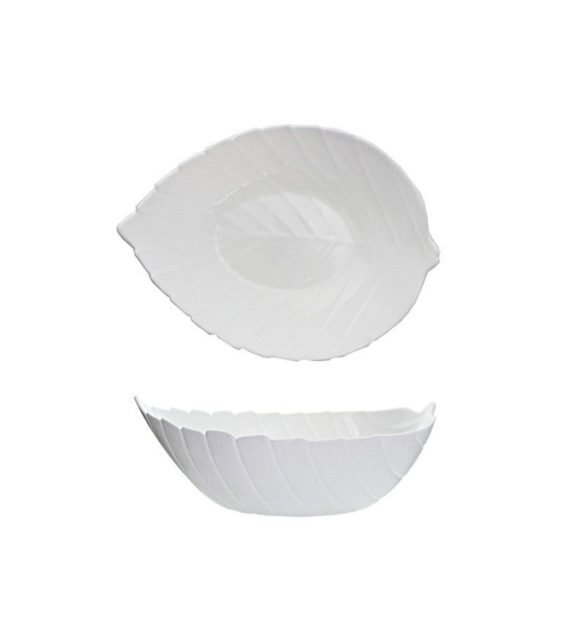 OP5404 - Opal Glass Leaf Bowl-White 8.5 in