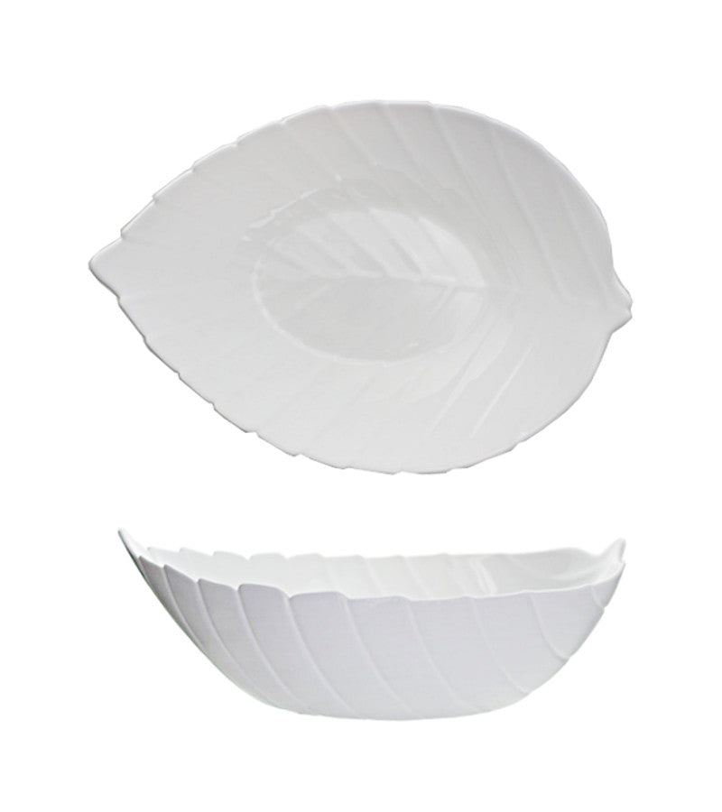 OP5406 - Opal Glass Leaf Bowl-White 10.5 in