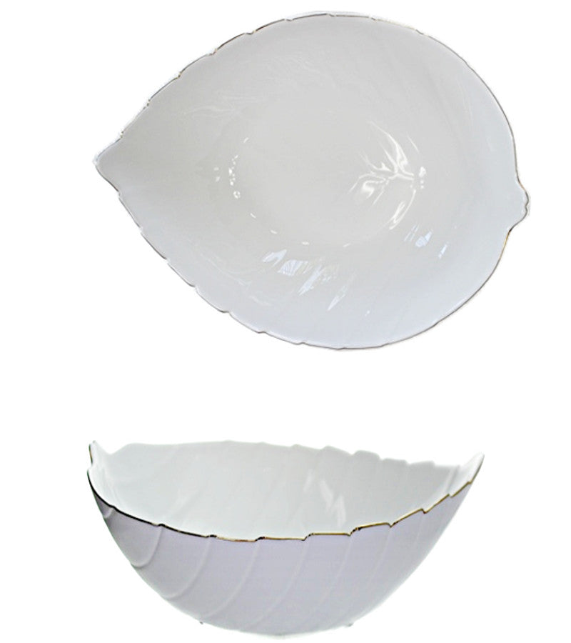 OP5407 - OPal Glass Leaf Bowl-White Gold 10.5 in