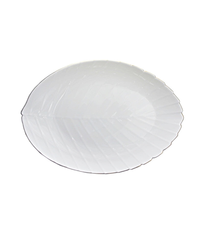 OP5409 - OPal Glass Leaf Plate-White Gold 14in