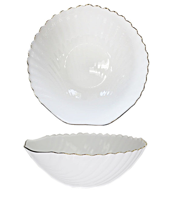 OP5410 - Opal Glass Shell Bowl-White Gold 9 in