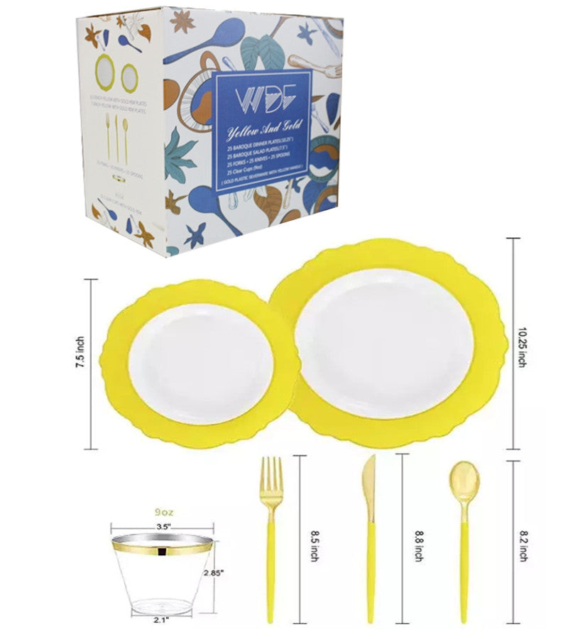 WDF15YG - 150 Piece Party Set- Yellow & Gold