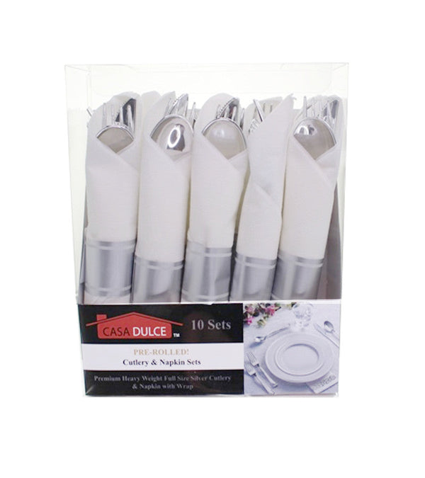 DP5372 - Prerolled Cutlery-10 pc Set Silver
