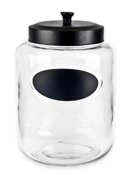 GJ5482 - Glass Jar W-Black Lid Decal-3 Liter